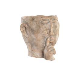 MACETERO CEMENTO 19X18X17 CARA DESGASTADO DORADO