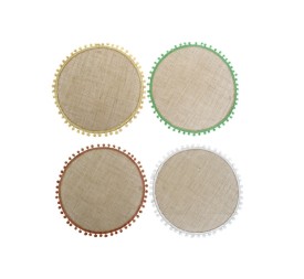 INDIVIDUAL JUTE POLIESTER 40X40 POMPONES 4 SURT.