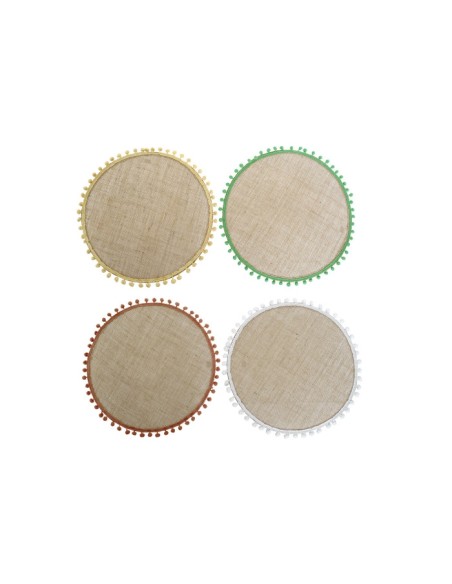 INDIVIDUAL JUTE POLIESTER 40X40 POMPONES 4 SURT.