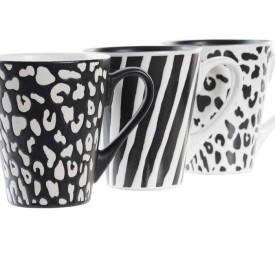 MUG GRES 11,7X11,7X10 360ML, SALVAJE 3 SURT.