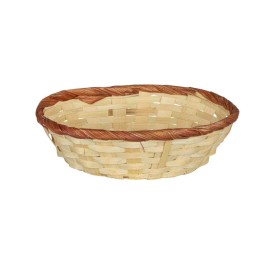 CESTO BAMBU OVALADO RIBETE MARRON 20X12X5CM
