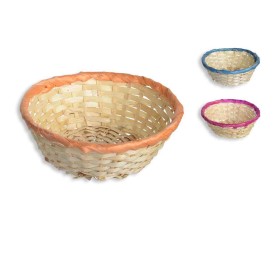 CESTO BAMBU REDONDO RIBETE COLORES