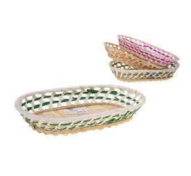 CESTO BAMBU PANAL OVALADO BASE COLORES SURT 27x18x5cm