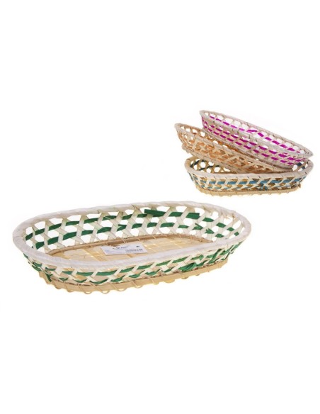 CESTO BAMBU PANAL OVALADO BASE COLORES SURT 27x18x5cm