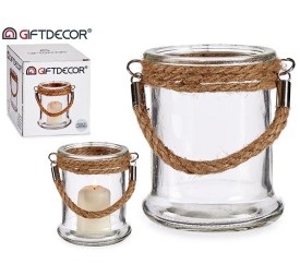 PORTAVELA CRISTAL CUERDA PEQUEÑO 8,5 x 8,5 x 10 cm