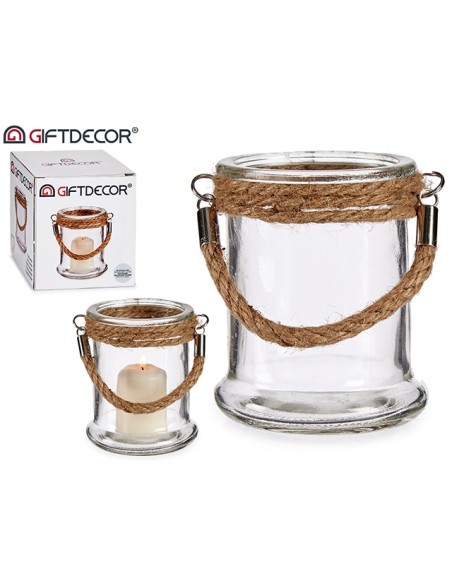 PORTAVELA CRISTAL CUERDA PEQUEÑO 8,5 x 8,5 x 10 cm