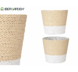 MACETERO CUERDA 12,5X12CM BLANCO NATURAL