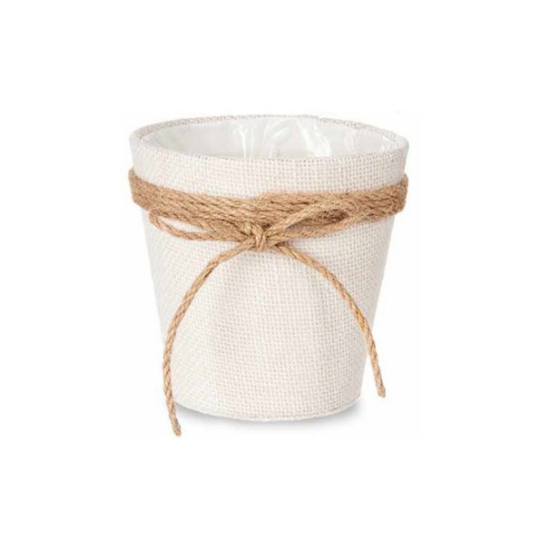MACETERO TELA CON LAZO 12,5X12CM BLANCO