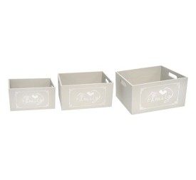 SET 3 CAJAS DE MADERA COLOR GRIS