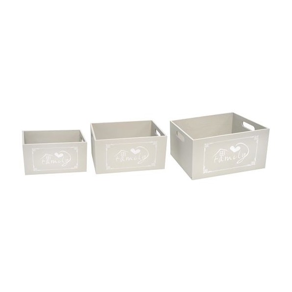 SET 3 CAJAS DE MADERA COLOR GRIS