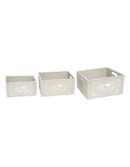 SET 3 CAJAS DE MADERA COLOR GRIS