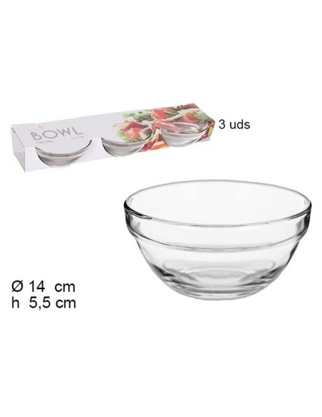 BOWL CRISTAL PACK 3 PIEZAS 14 CM