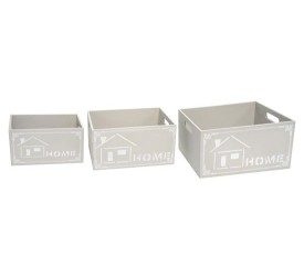 SET 3 CAJAS DE MADERA COLOR GRIS HOME