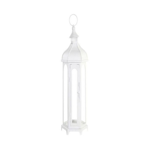 FAROLA METAL CRISTAL 20X17X55 BLANCO