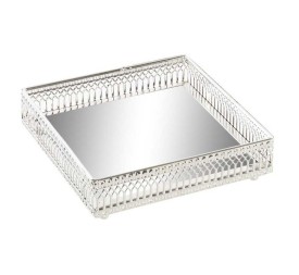 BANDEJA ESPEJO METAL 15,5X15,5X4,5 PLATEADO