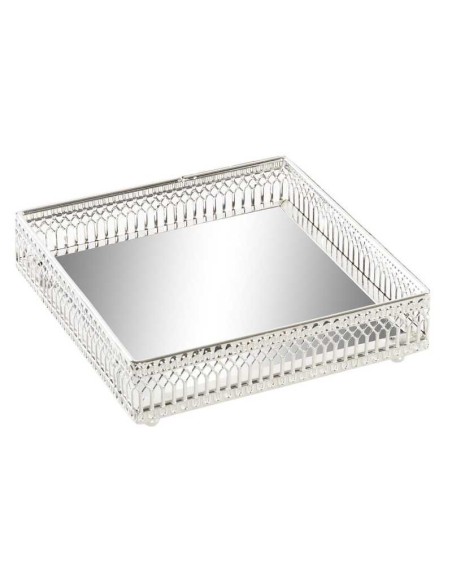 BANDEJA ESPEJO METAL 15,5X15,5X4,5 PLATEADO