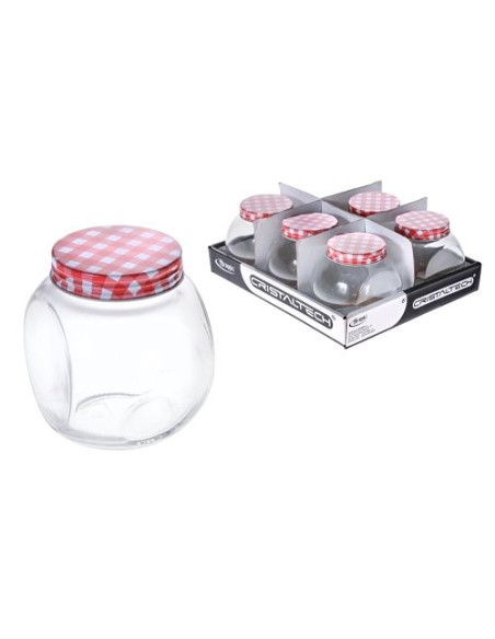 TARRO CRISTAL TAPA CUADROS 450ML