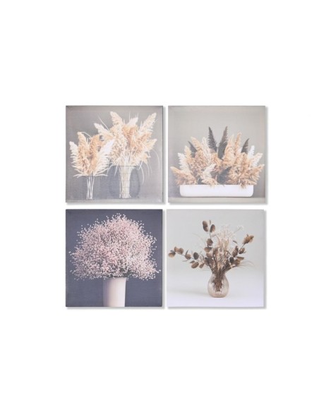 CUADRO LIENZO MDF 40X1,8X40 FLORES SECAS 4 SURT.