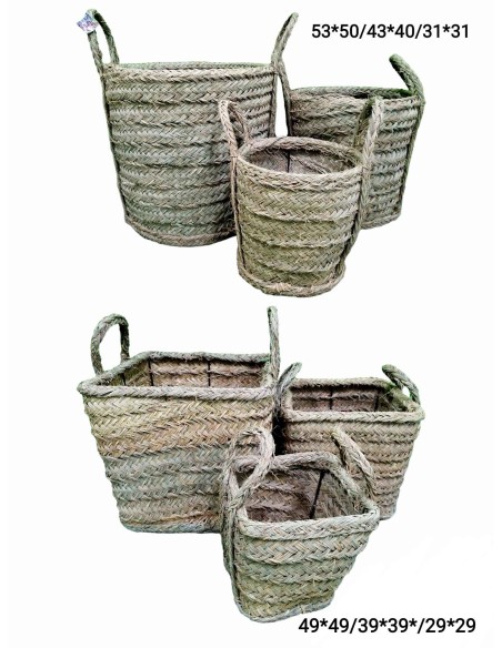 JUEGO TRES CESTOS  ESPARTO ARTESANAL 2 SURT