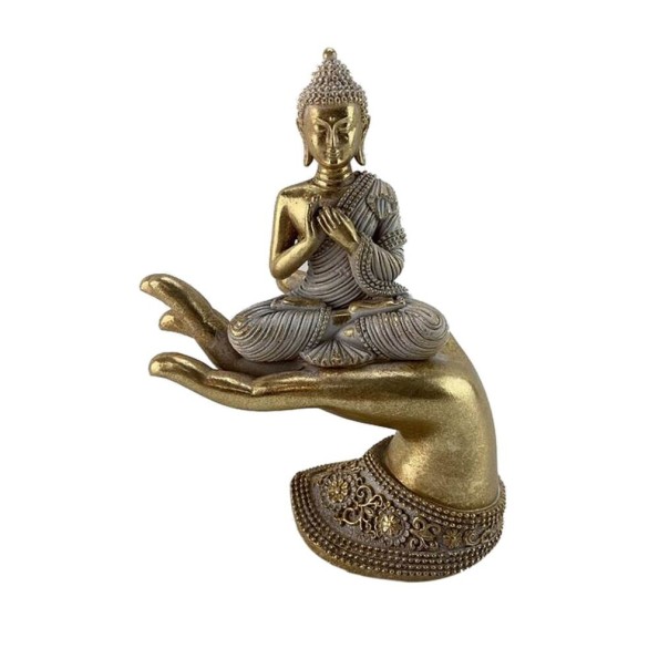 FIGURA RESINA 18X9X22 BUDA MANO DORADO