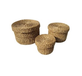 CESTA SET 3 SEAGRASS 40X40X25 CON TAPA NATURAL