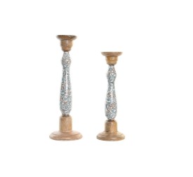 PORTAVELA SET 2 MANGO METAL 17X17X52,5 MARRON
