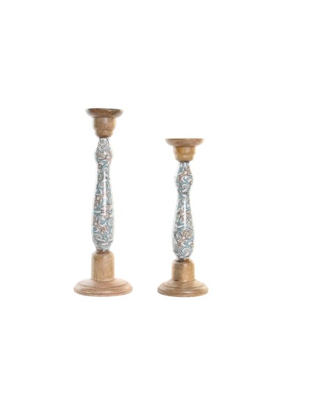 PORTAVELA SET 2 MANGO METAL 17X17X52,5 MARRON