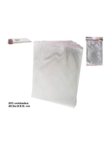 BOLSA CELOFAN ADHESIVO X20 21.5X33.5 CM