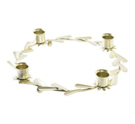 CENTRO MESA METAL 25X25X4 PORTAVELA DORADO