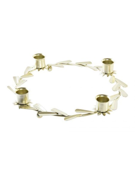 CENTRO MESA METAL 25X25X4 PORTAVELA DORADO