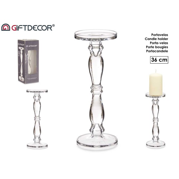 CANDELABRO CRISTAL ANILLO L 36CM