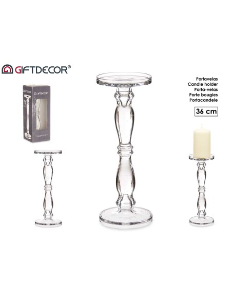 CANDELABRO CRISTAL ANILLO L 36CM