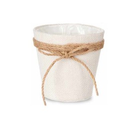 MACETERO TELA CON LAZO 10X10CM BLANCO