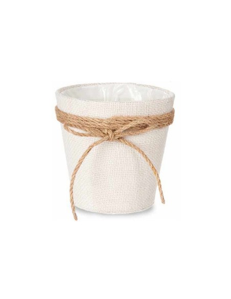 MACETERO TELA CON LAZO 10X10CM BLANCO