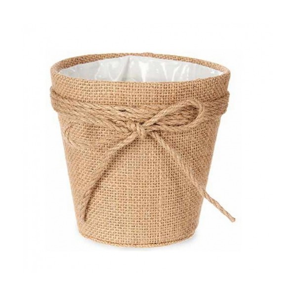 MACETERO TELA CON LAZO 10X10CM MARRON