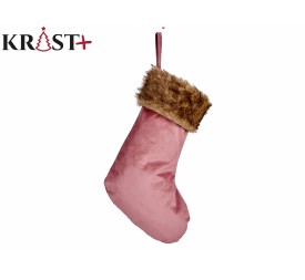 CALCETIN NAVIDEÑO TERCIOPELO ROSA