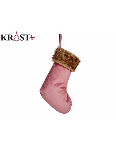 CALCETIN NAVIDEÑO TERCIOPELO ROSA