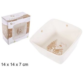 CUENCO CERAMICA NAVIDAD ORO NEW 14x14cm
