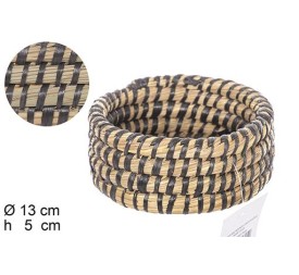 MINI CESTA MAIZ REDONDA COSIDA PLASTICO NEGRO 13x5cm