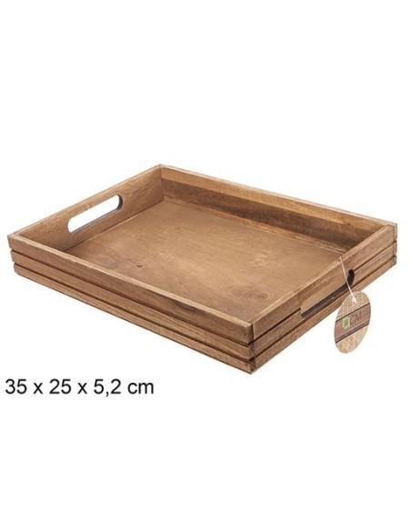 BANDEJA MADERA CAOBA 35x25x5.2cm