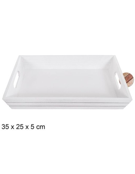 CAJA MADERA CON RANURA BLANCA 35x25x5cm