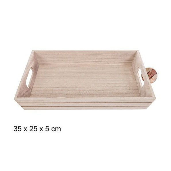 CAJA MADERA CON RANURA NATURAL 35x25x5cm