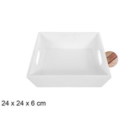 CAJA MADERA CUADRADA BLANCA 24x24x6cm