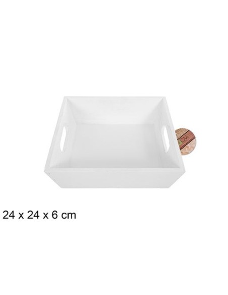 CAJA MADERA CUADRADA BLANCA 24x24x6cm