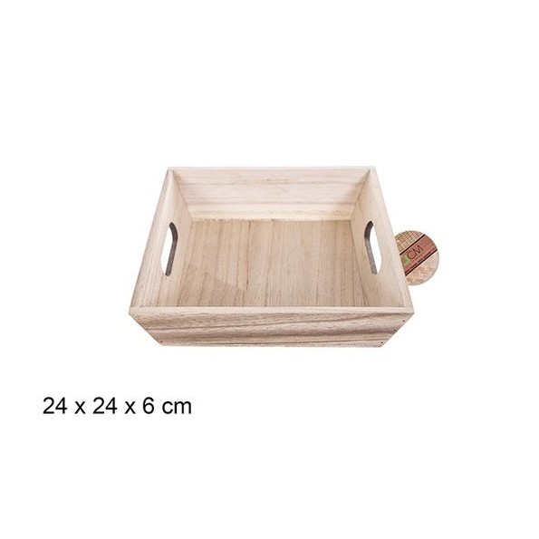 CAJA MADERA CUADRADA VINTAGE 24x24x6cm