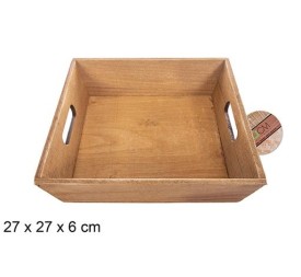 CAJA MADERA CUADRADA CAOBA 27x27x6cm