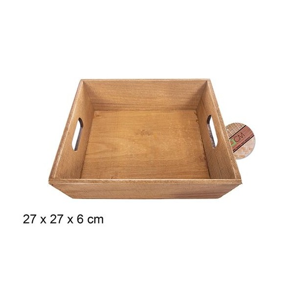 CAJA MADERA CUADRADA CAOBA 27x27x6cm