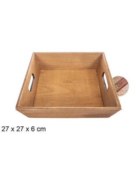 CAJA MADERA CUADRADA CAOBA 27x27x6cm