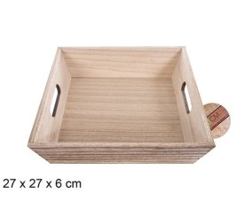 CAJA MADERA CUADRADA VINTAGE 27x27x6cm