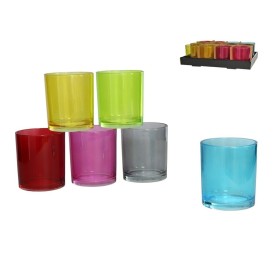 PORTAVELAS CRISTAL RED. LINARES 8X9CM 6 SURT